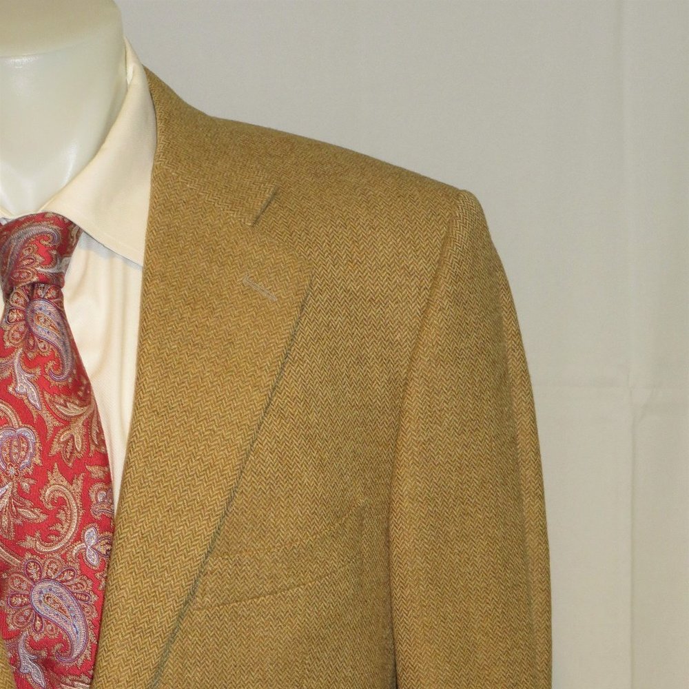 Ermenegildo Zegna Brown Cashmere Blend Herringbone Three Roll Two Sport Coat 44R